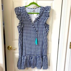 Gingham navy white dress